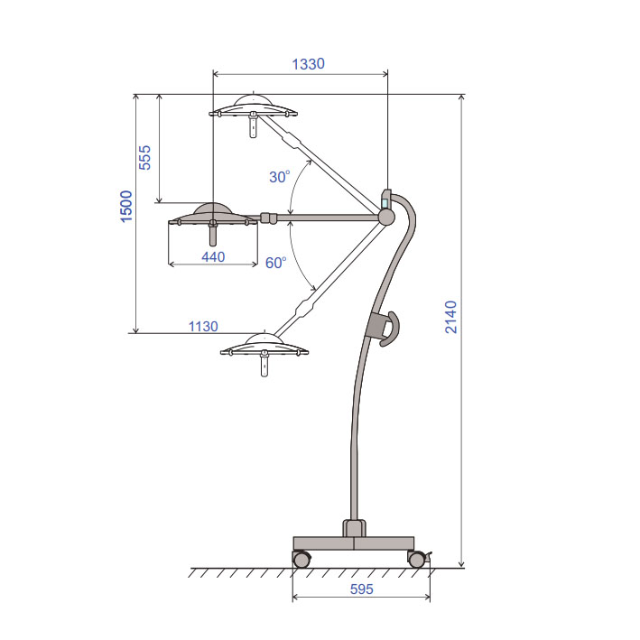 Operationslampa mobil med 100 000 lux LED 440mm - Bild 2